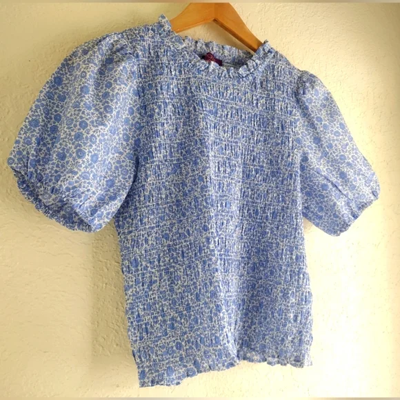 J. Crew Puff-sleeve smocked top in Liberty® D'Anjo Coast fabric - Picture 3 of 6
